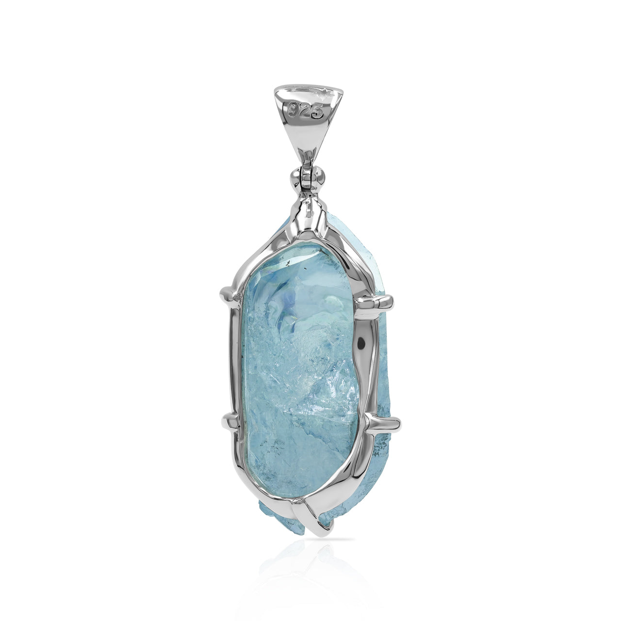 Aqua Aura Quartz Crystal Prong Set Pendant