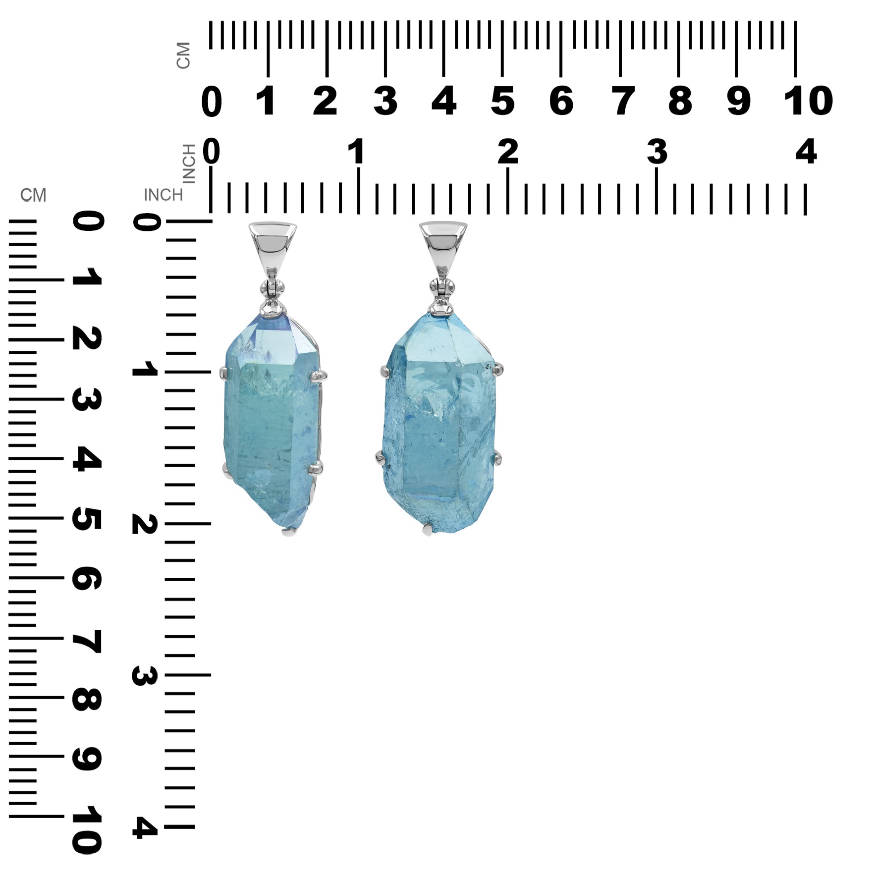 Aqua Aura Quartz Crystal Prong Set Pendant