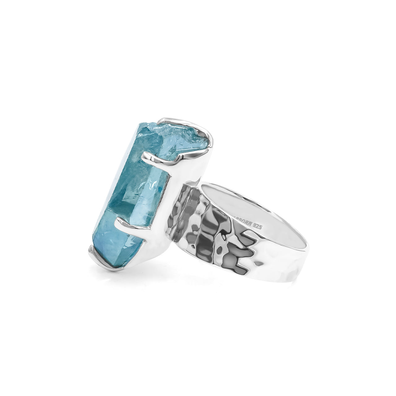 Aqua Aura Quartz Crystal Prong Set Ring