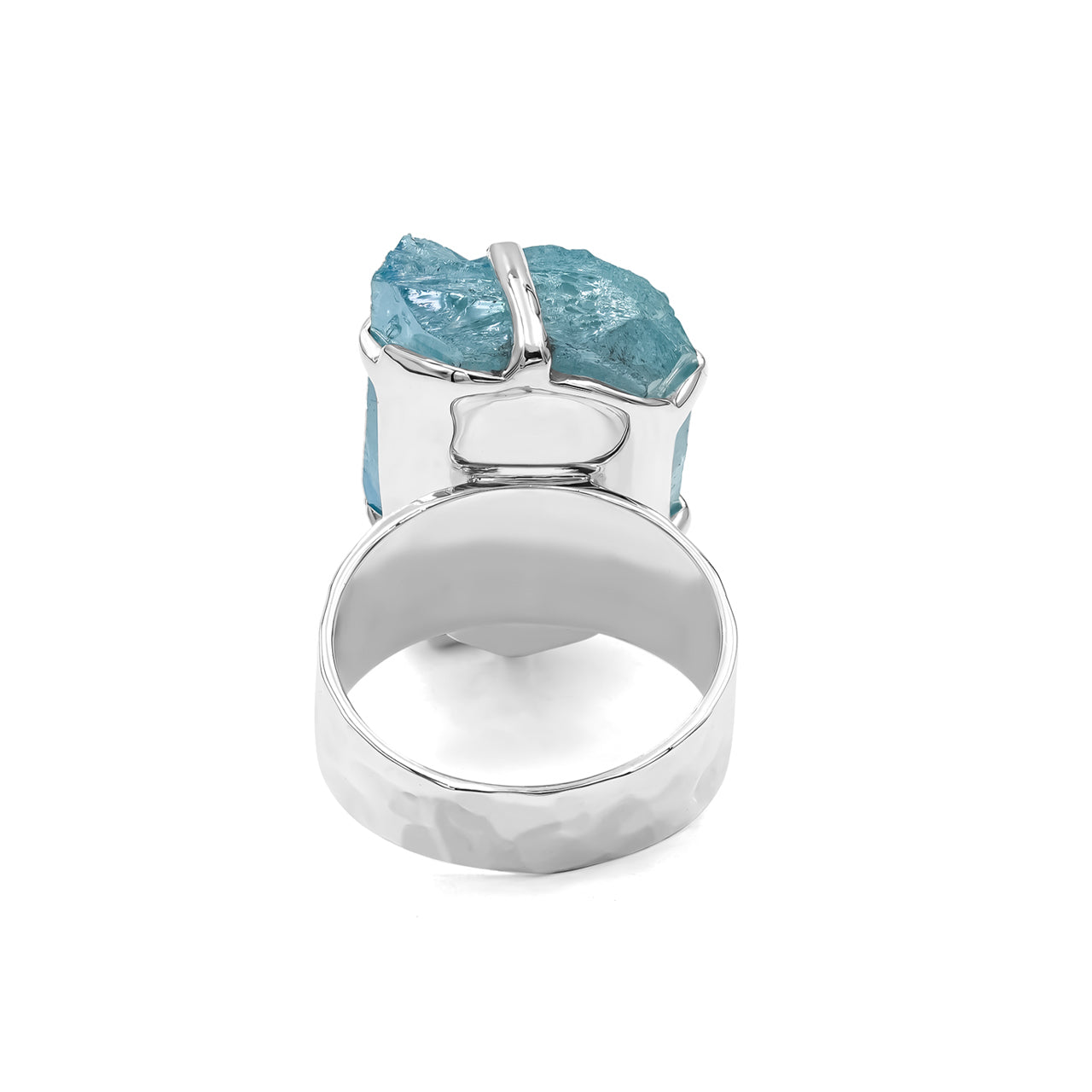 Aqua Aura Quartz Crystal Prong Set Ring