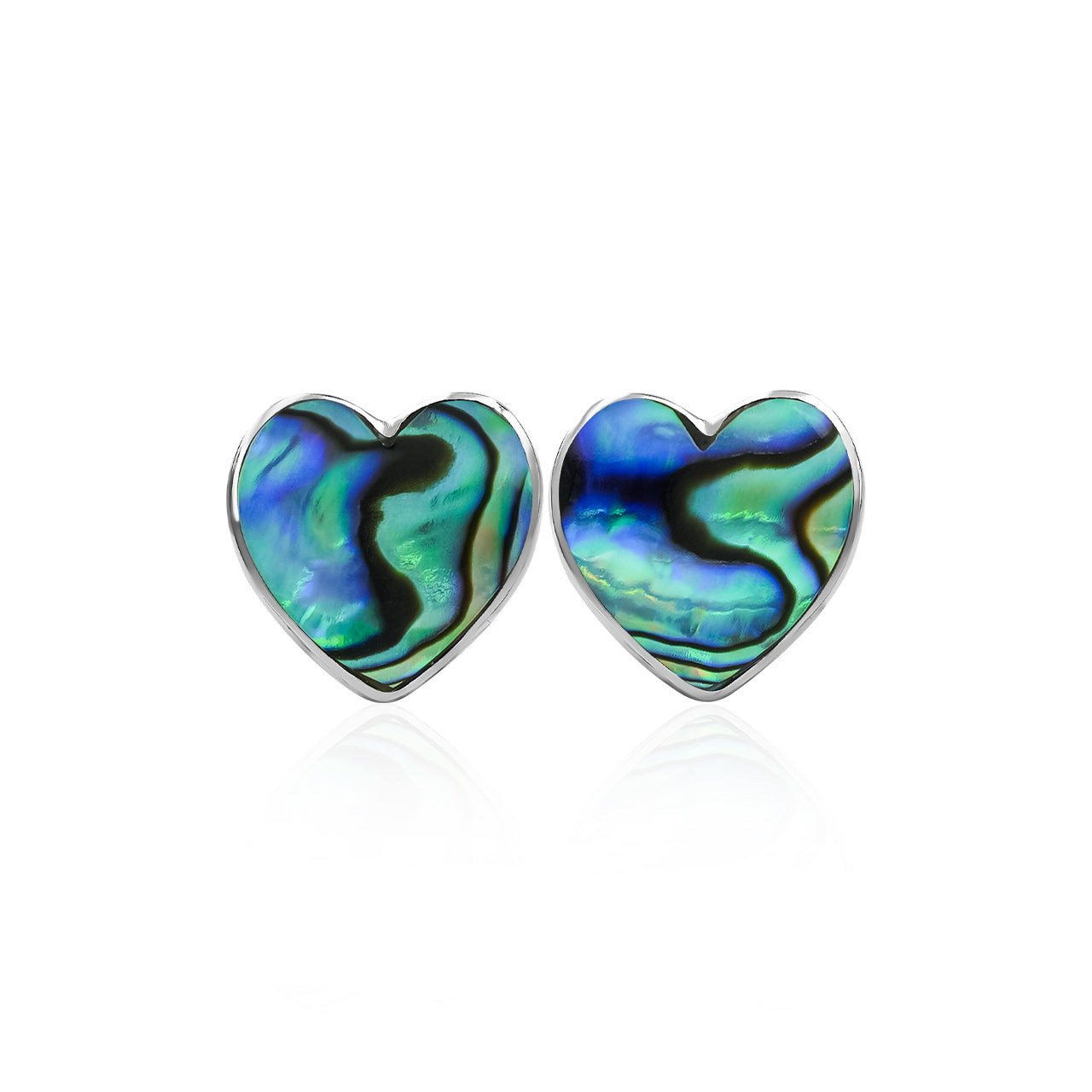 Abalone Shell Heart Post Style Earrings in Sterling Silver