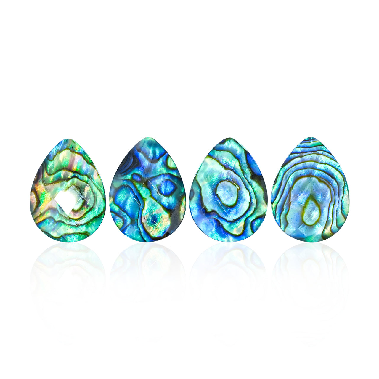 Faceted Abalone Shell Doublet Pear Cabochon