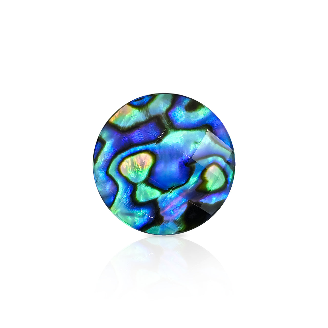 Faceted Abalone Shell Doublet Round Cabochon 20mm