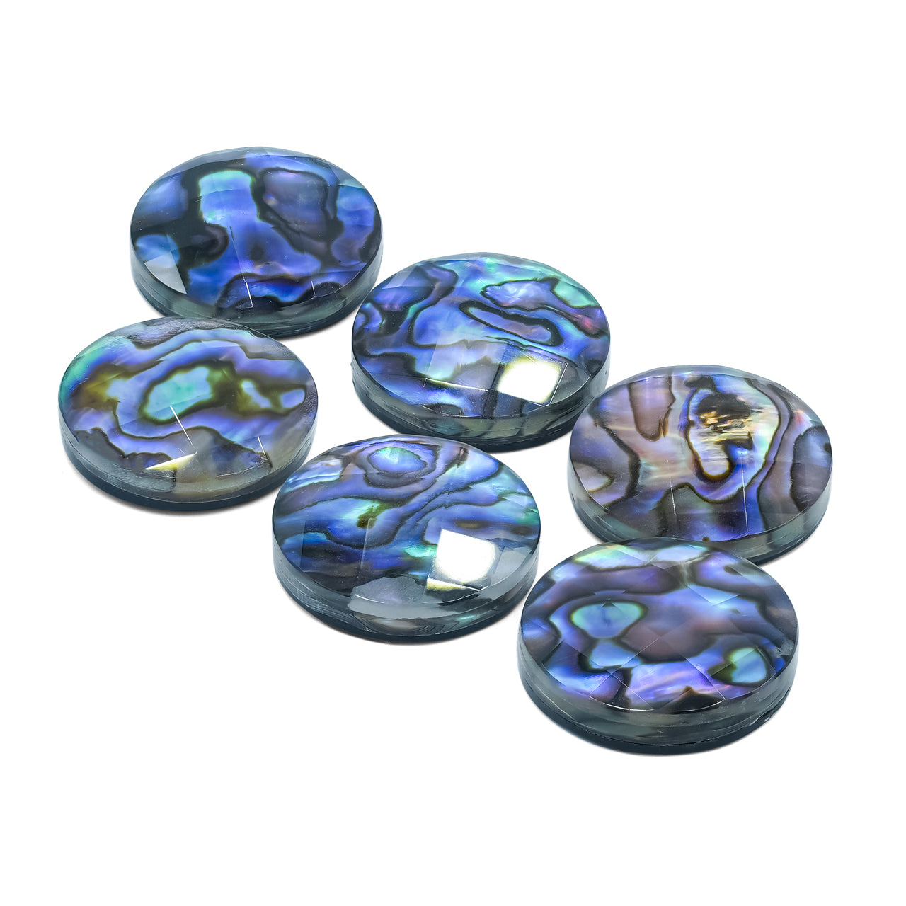 Faceted Abalone Shell Doublet Round Cabochon 20mm