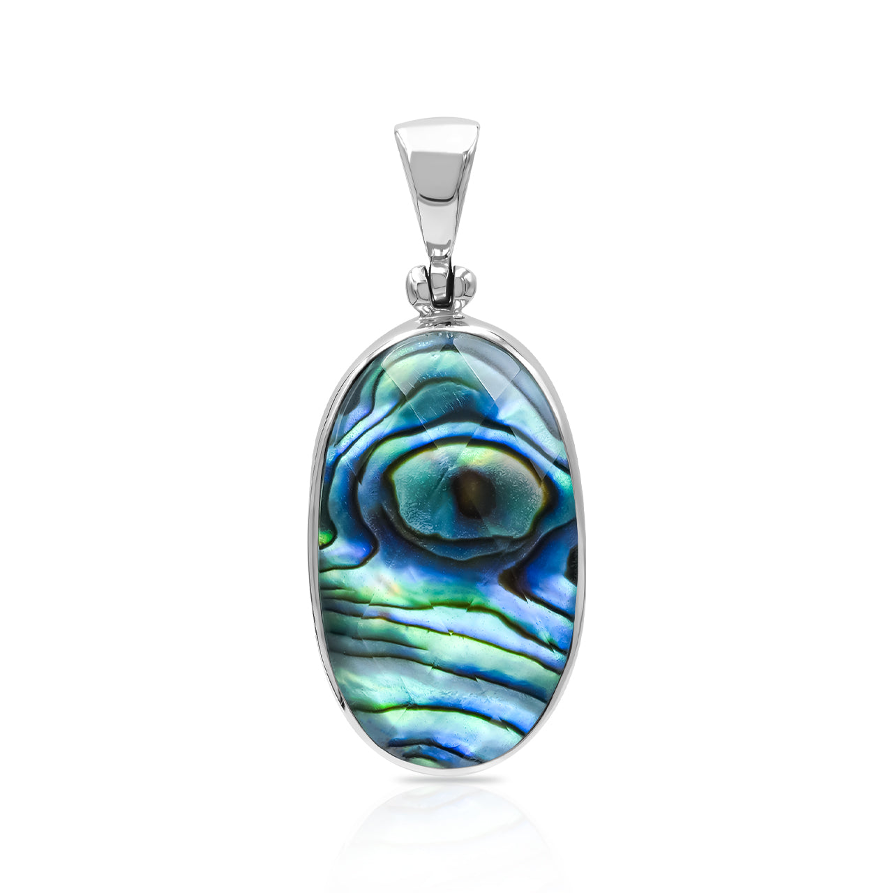 Faceted Abalone Shell Oval Pendant with Quartz Doublet