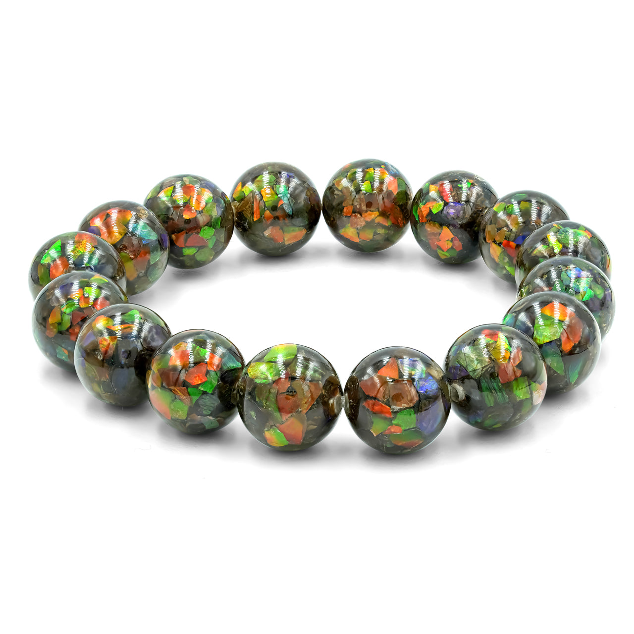 Starborn 11mm Ammolite Beaded Elastic Bracelet