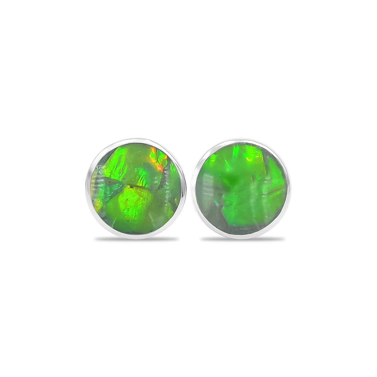 Starborn Ammolite 6mm Micro Post Earrings in Sterling Silver