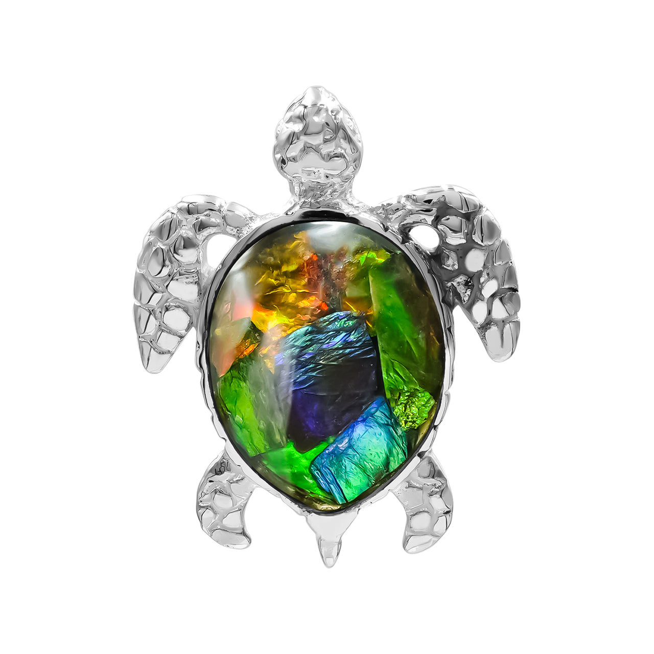 Ammolite Turtle Pendant