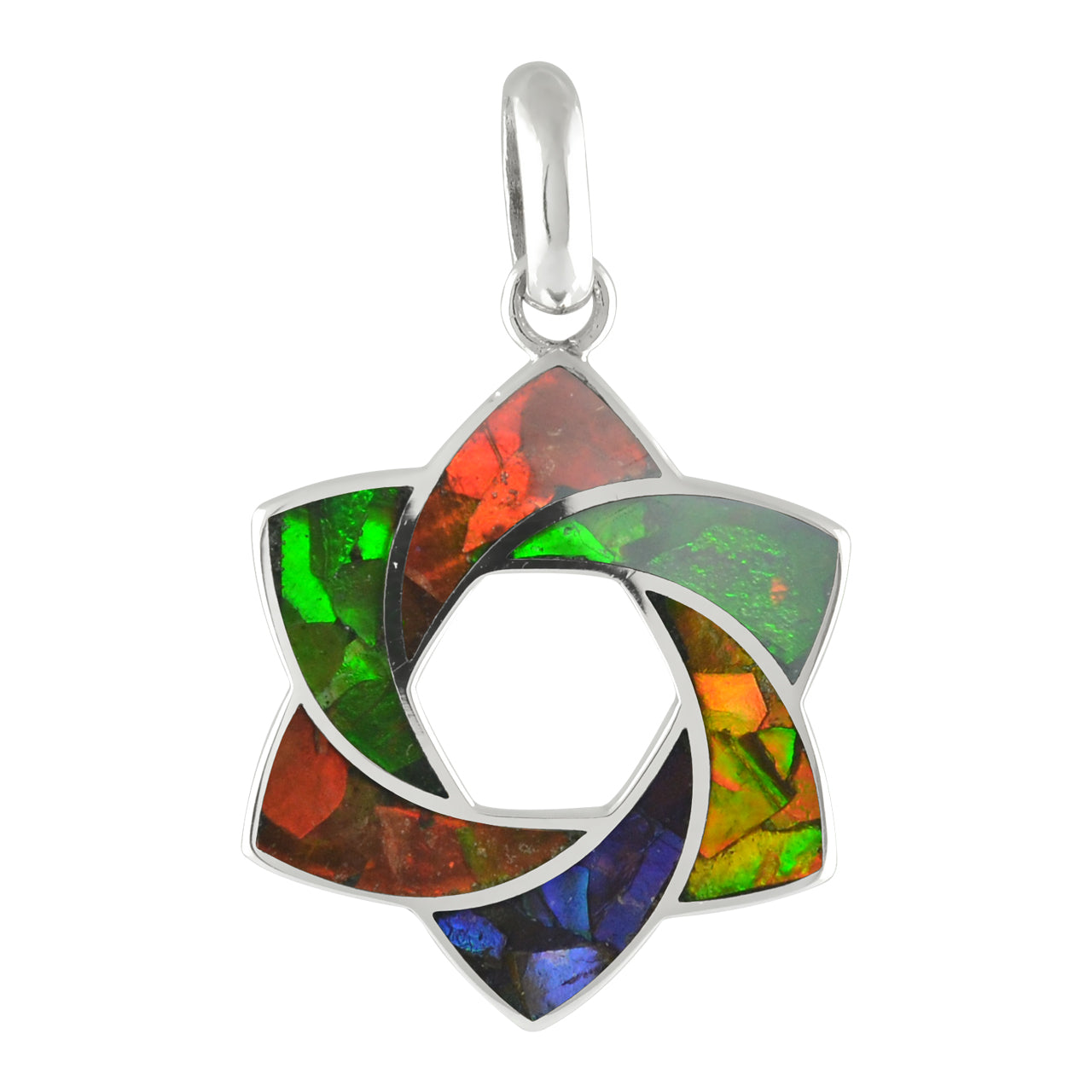 Starborn Ammolite in Sterling Silver 6-Point Star Pendant