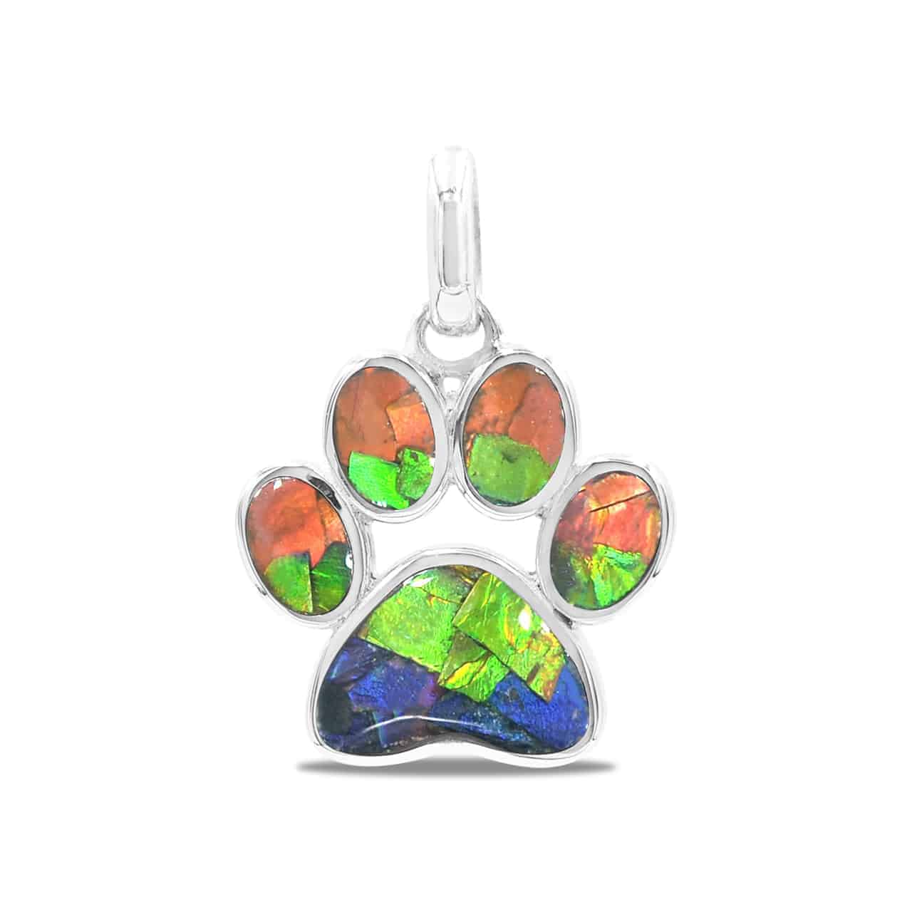 Ammolite Paw Print Pendant