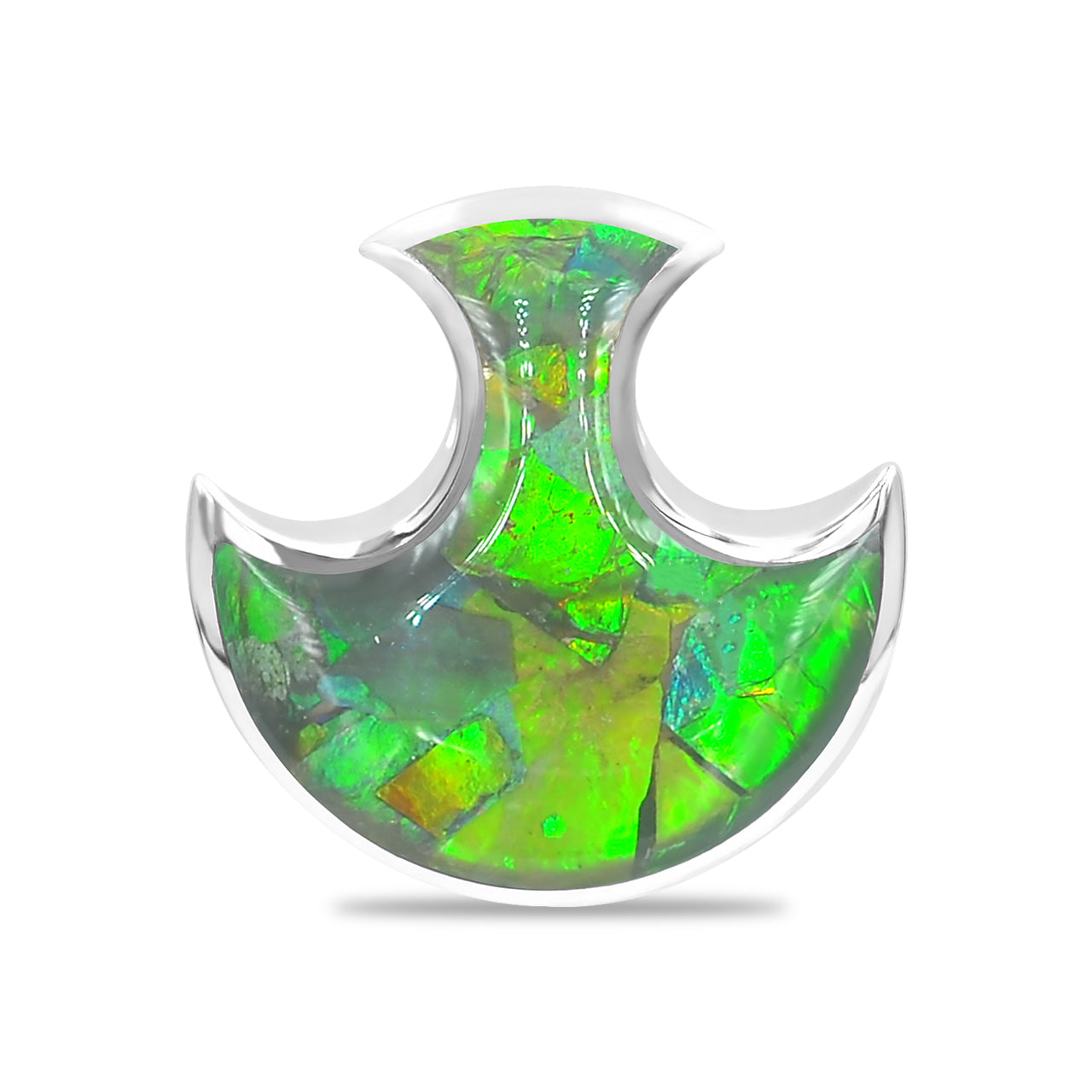 Starborn Ammolite Battle Axe Head Pendant in Sterling Silver