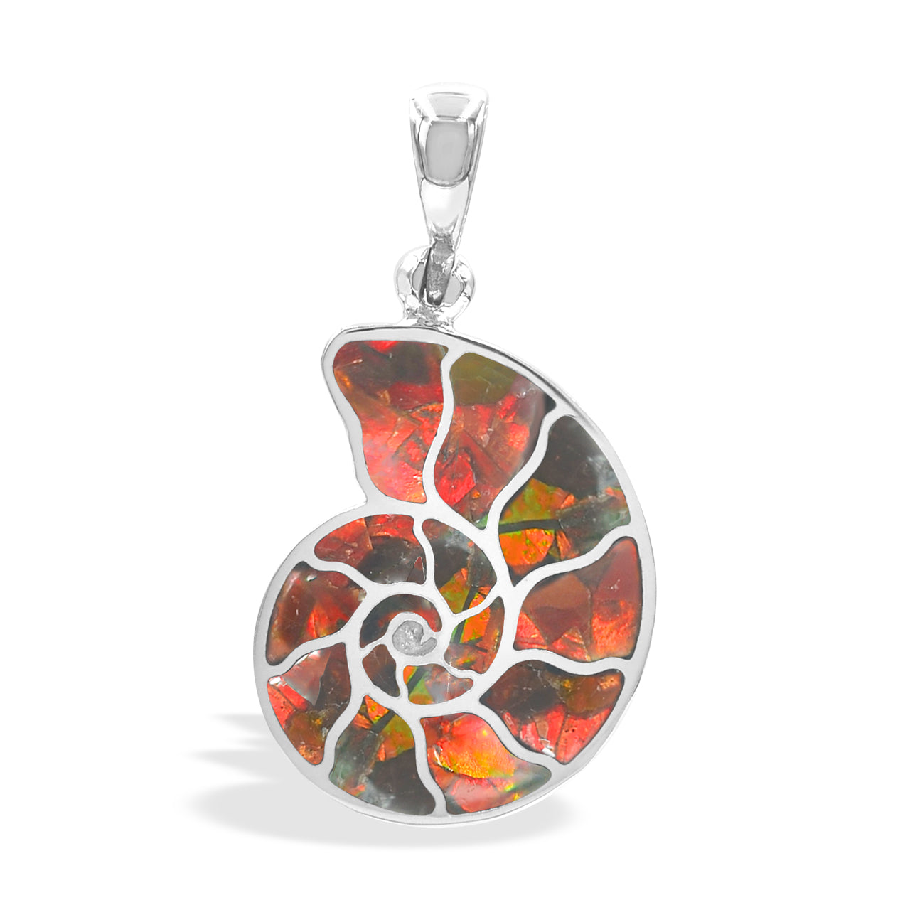 Starborn Ammolite Nautilus Pendant in Sterling Silver