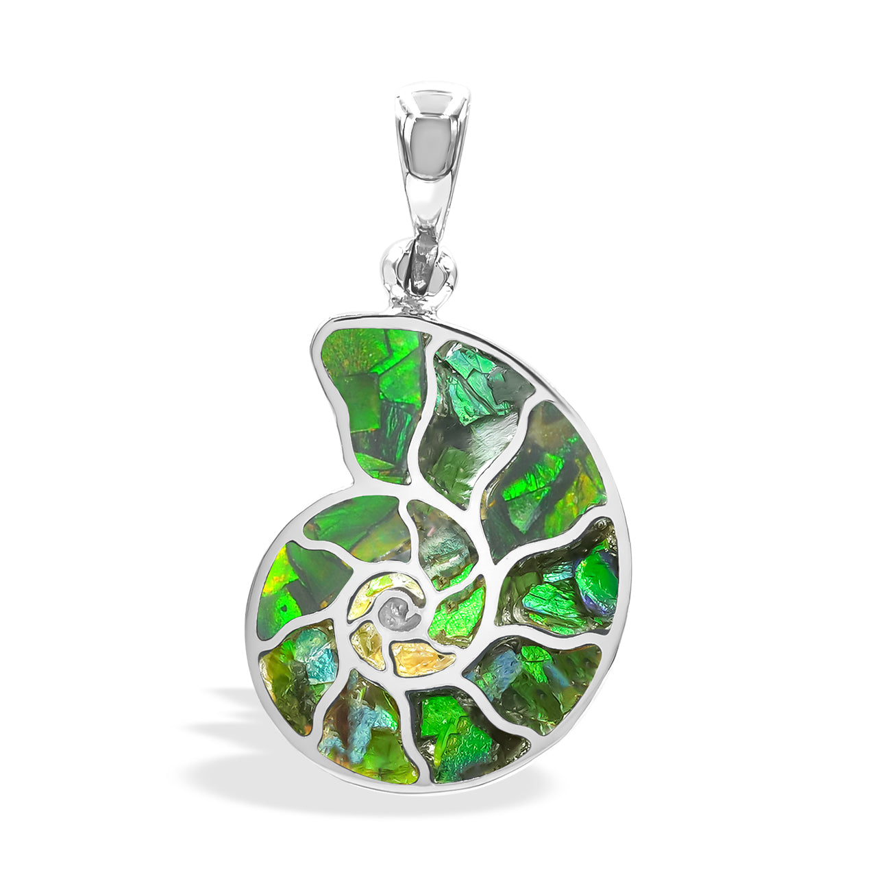 Starborn Ammolite Nautilus Pendant in Sterling Silver