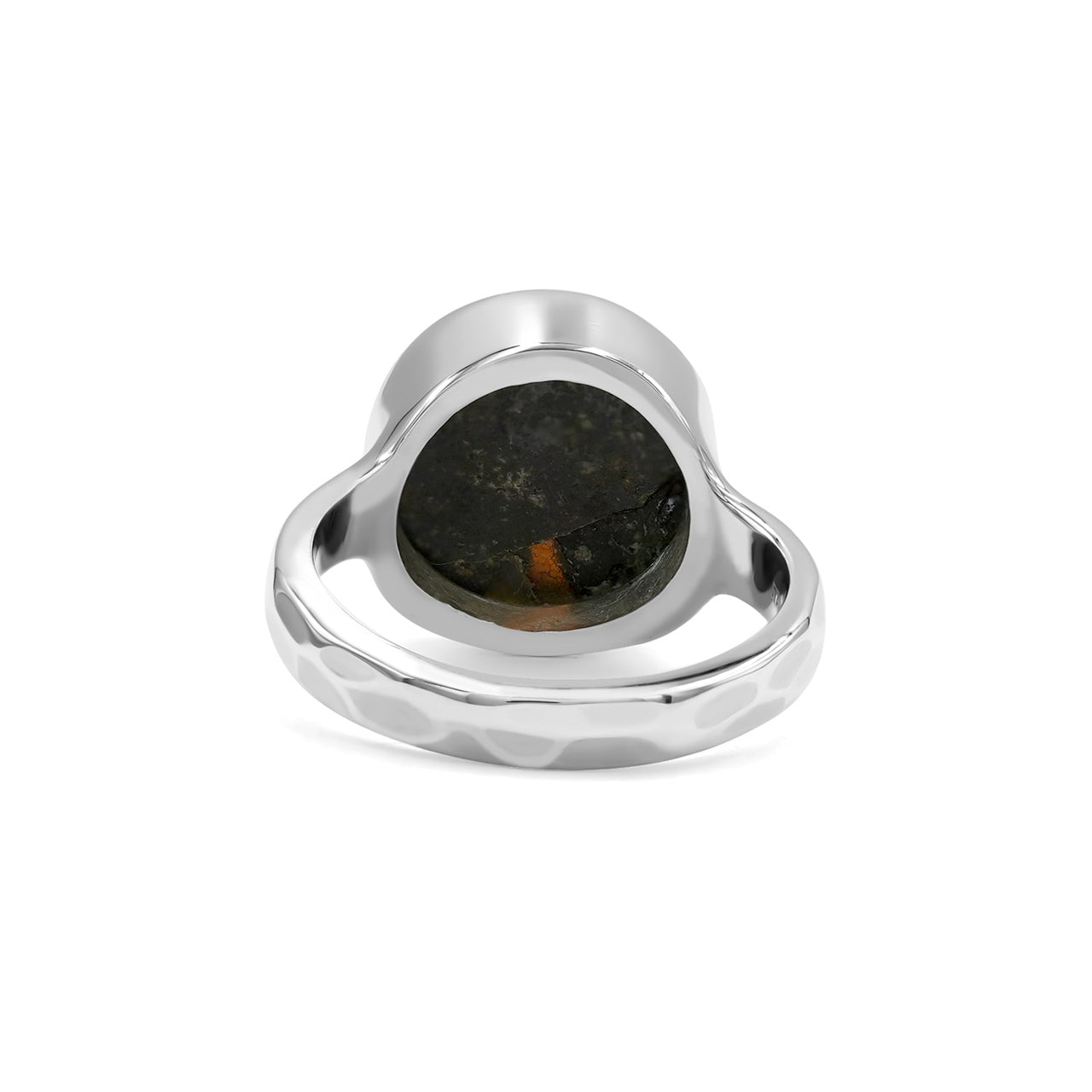 Faceted Ammolite Round Ring in Sterling Silver