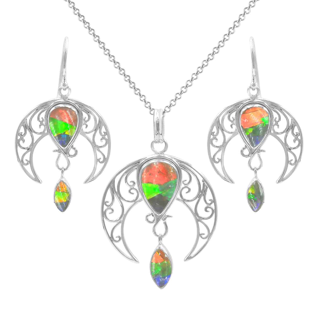 Starborn Celestial Pendant and Earring Set in Sterling Silver