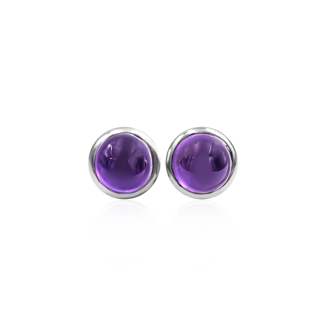 Amethyst Round 5mm Post Style Earrings