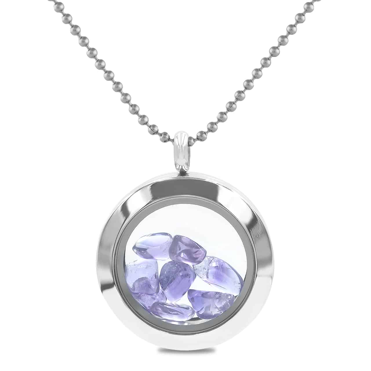 Starborn Gemstone Window Pendant Necklace in Stainless Steel