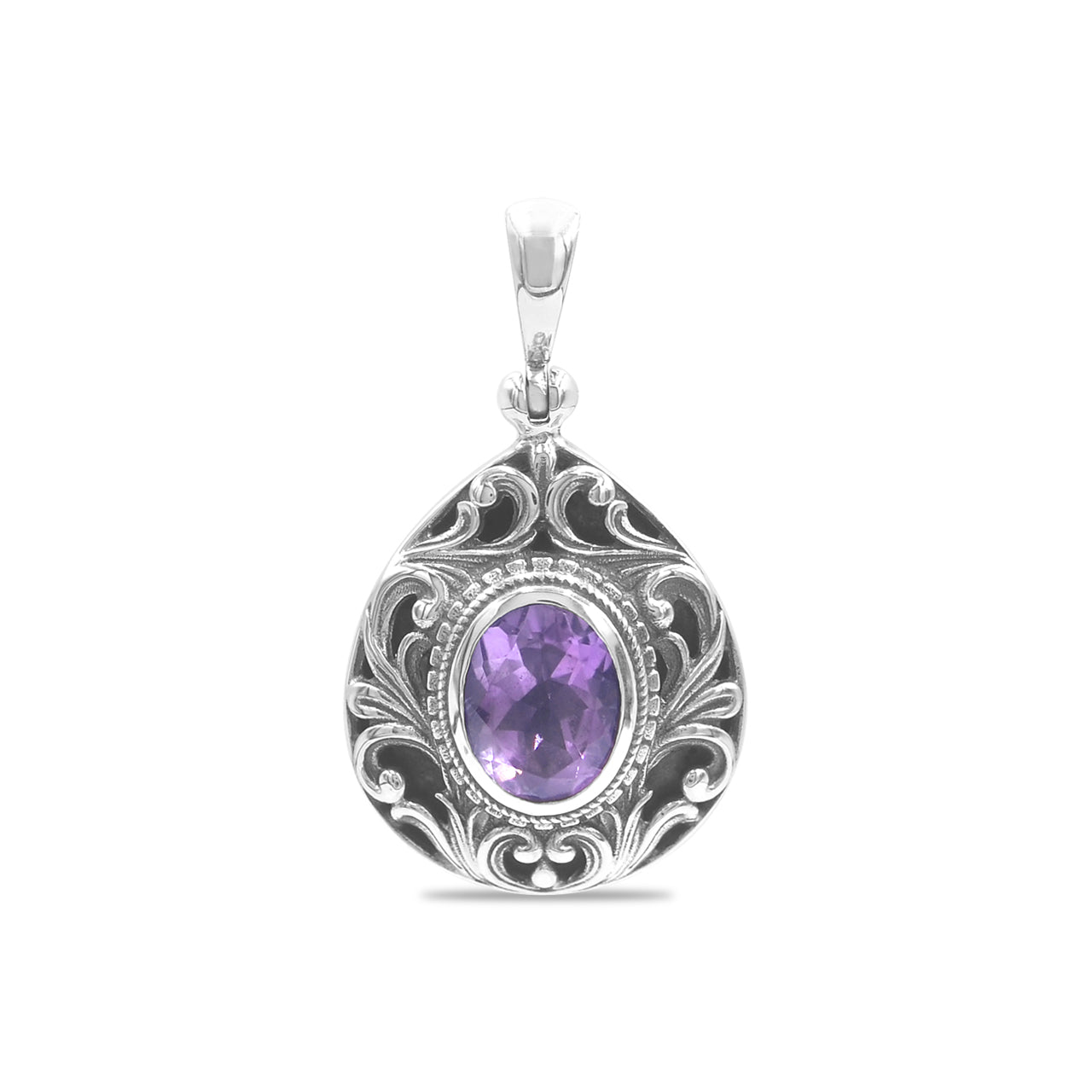 Starborn Faceted Elegant Scroll Gemstone Pendant in Sterling Silver