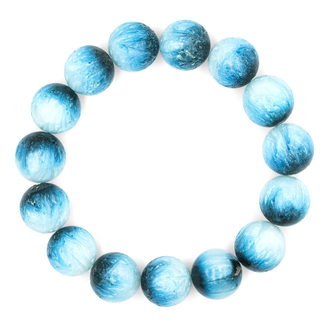 Starborn 12 mm Blue Ice Glacierite Beaded Elastic Bracelet