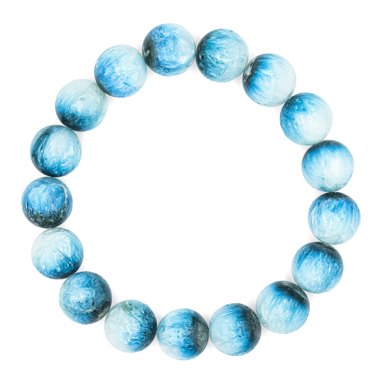 Starborn 12 mm Blue Ice Glacierite Beaded Elastic Bracelet