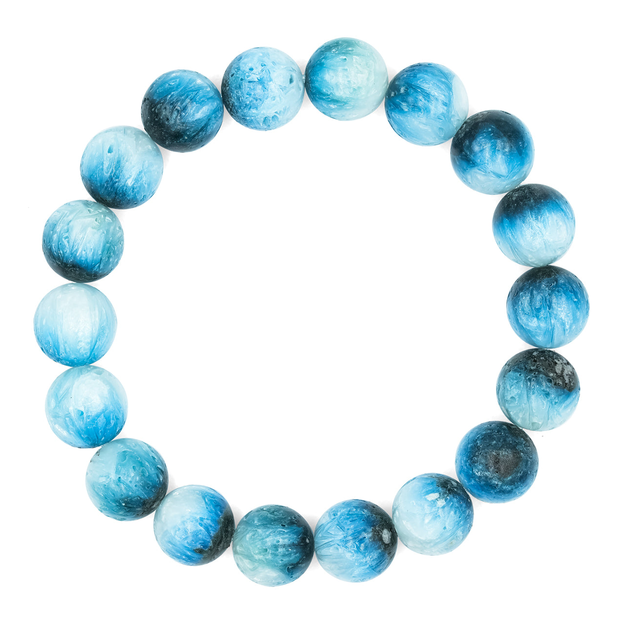 Starborn 10 mm Blue Ice Glacierite Beaded Elastic Bracelet