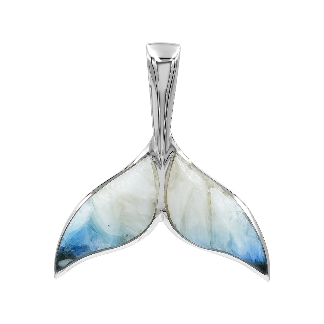 Blue Ice Glacierite Whale Tail Pendant