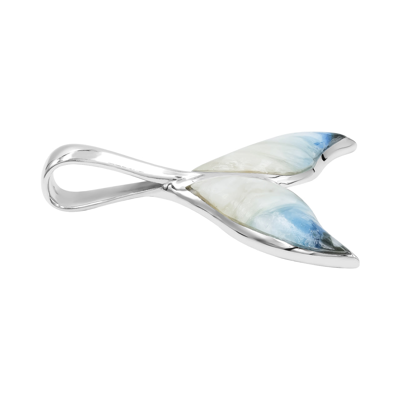 Blue Ice Glacierite Whale Tail Pendant