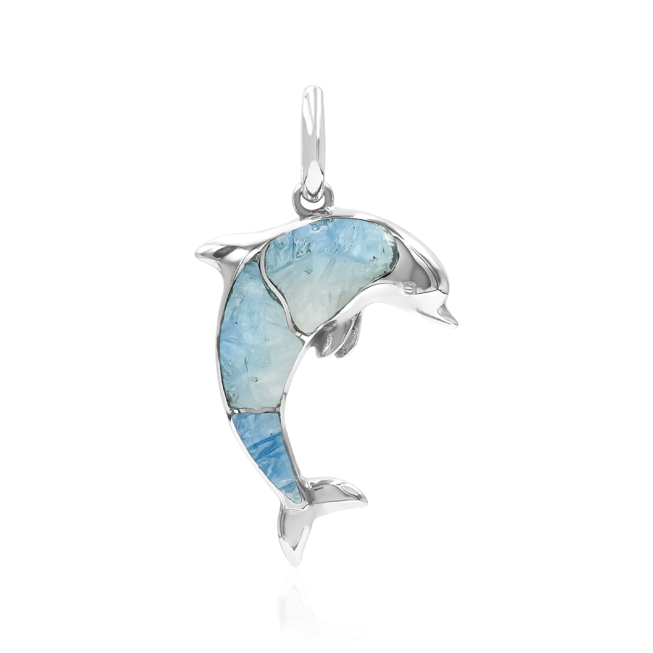 Blue Ice Glacierite Inlay Dolphin Pendant