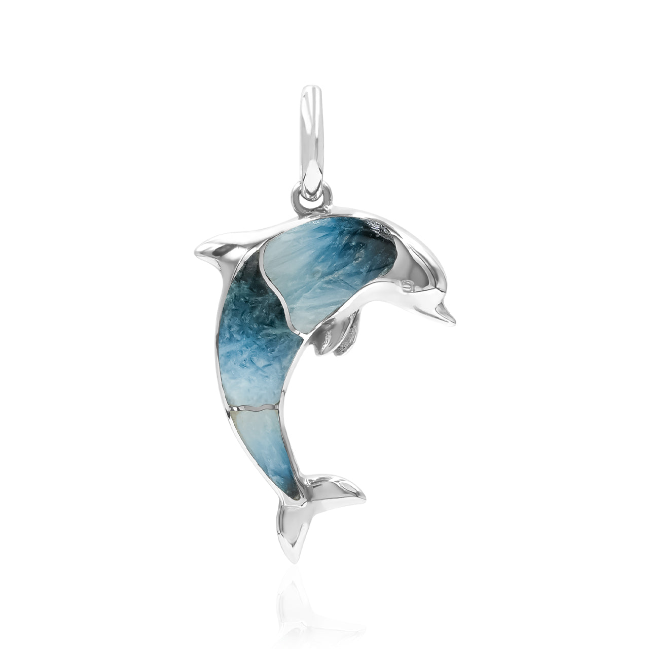 Blue Ice Glacierite Inlay Dolphin Pendant