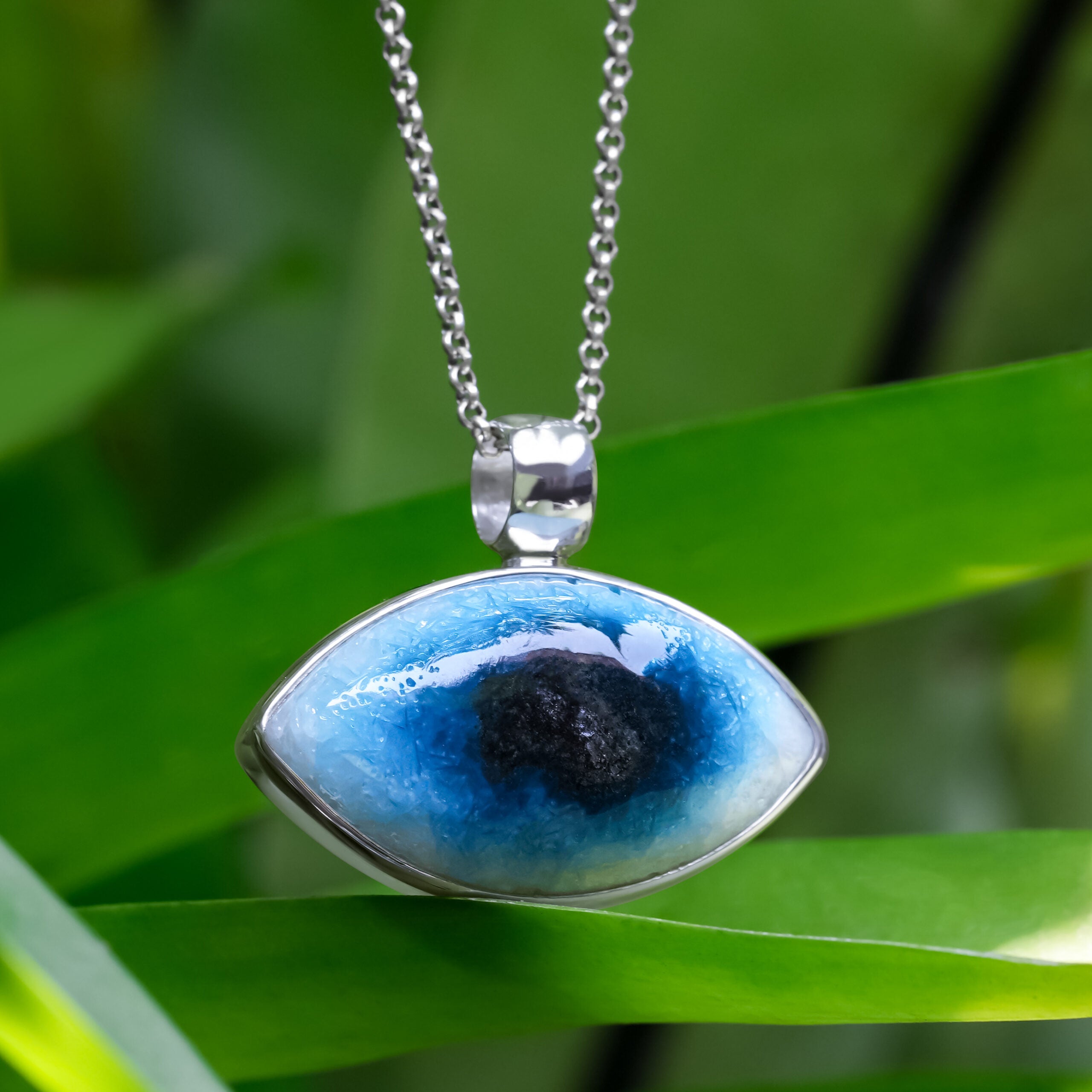 Blue Ice Glacierite Eye Shaped Pendant