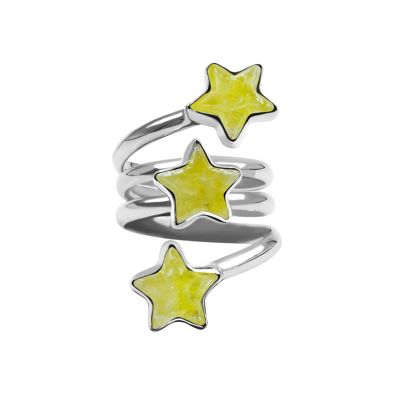 Brucite 3-Stars Spiral Ring