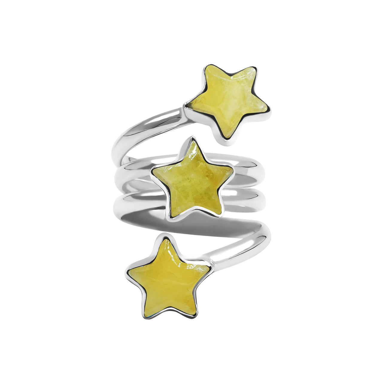 Brucite 3-Stars Spiral Ring