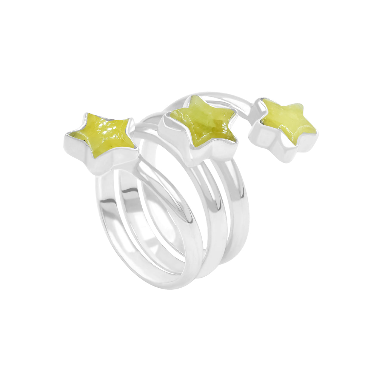 Brucite 3-Stars Spiral Ring