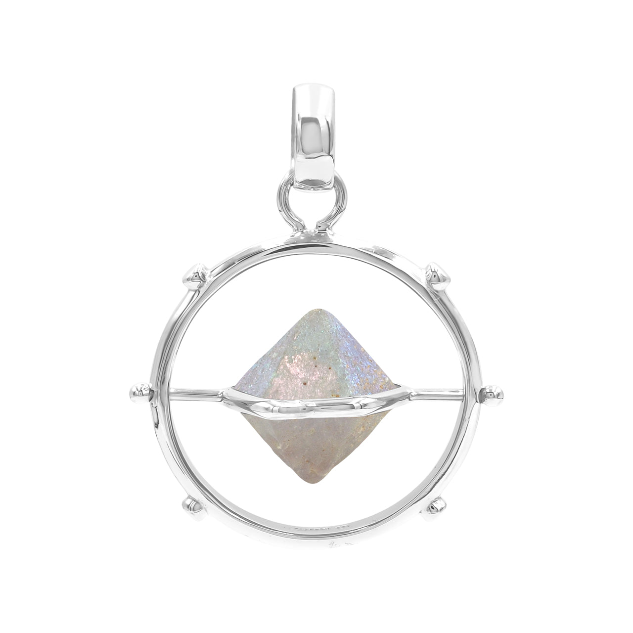 Starborn Large Beta Quartz Crystal Spinner Pendant in Sterling Silver