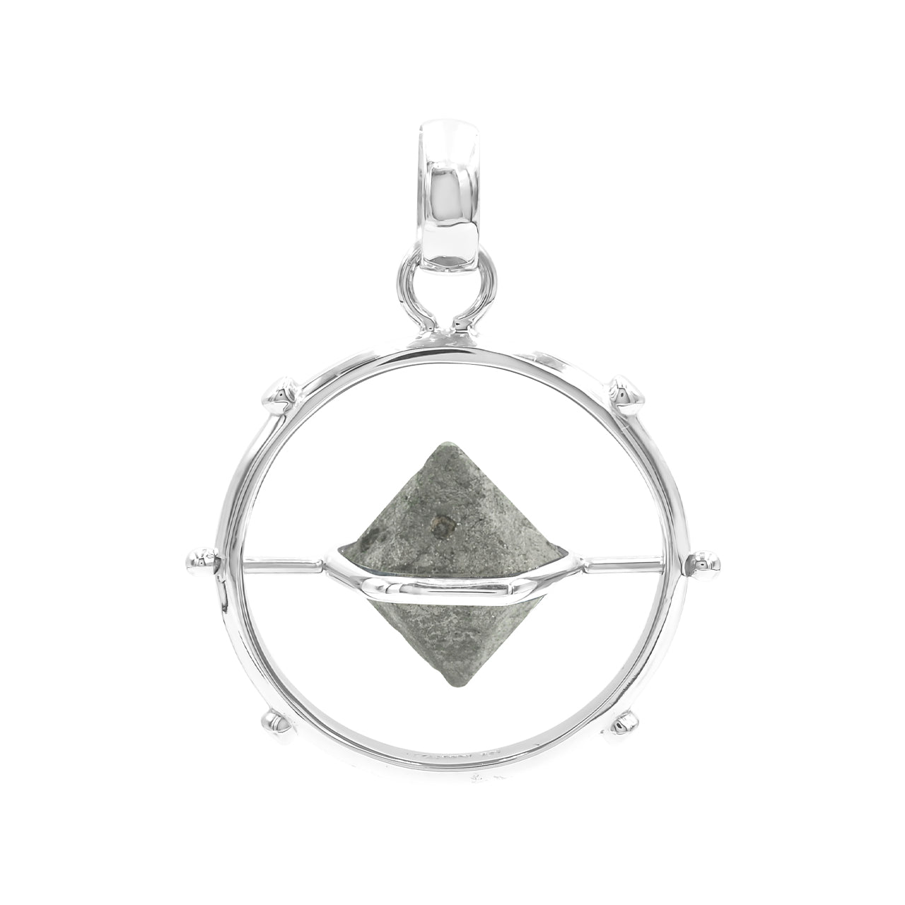 Starborn Large Beta Quartz Crystal Spinner Pendant in Sterling Silver