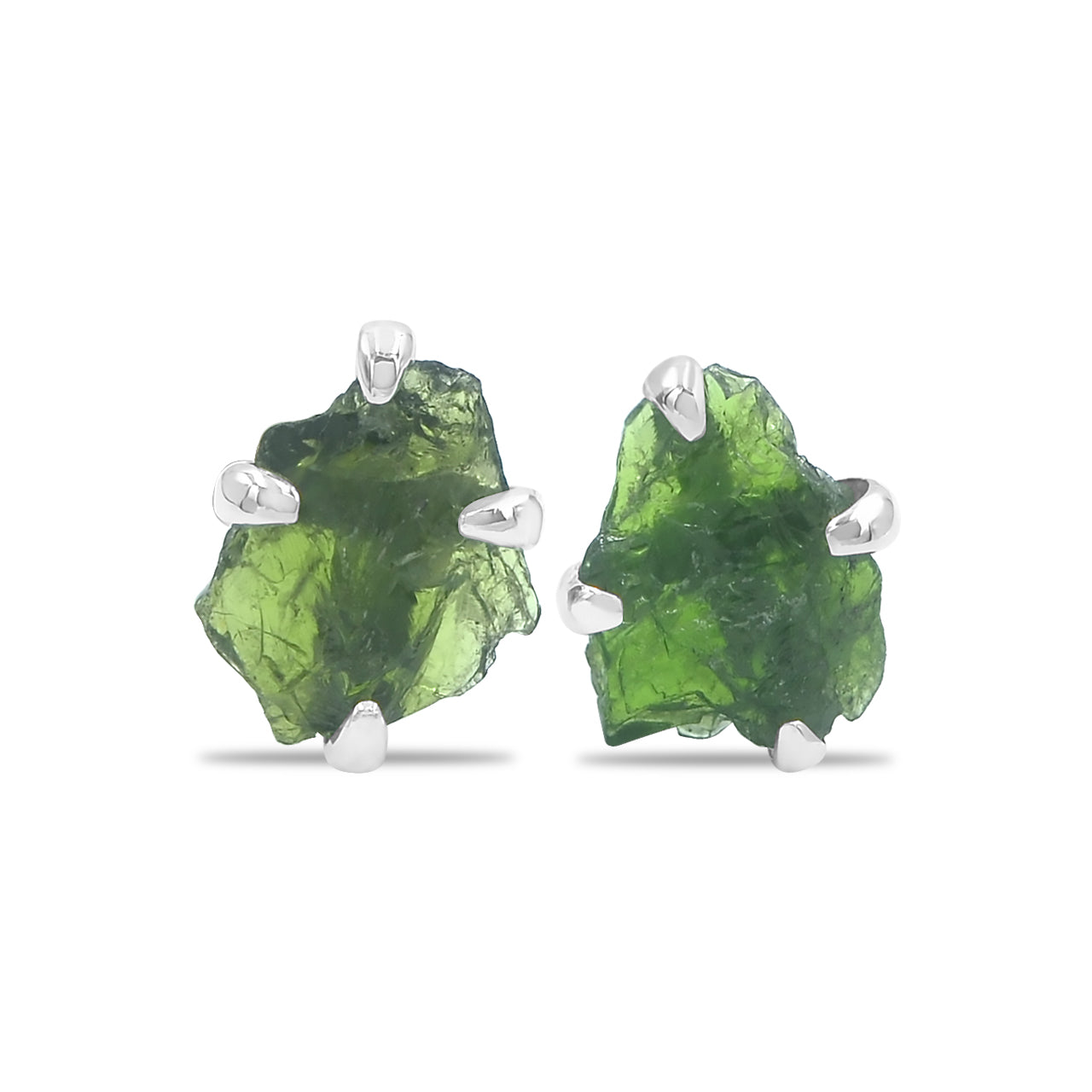 Starborn Rough Chrome Diopside Post Style Earrings in Sterling Silver