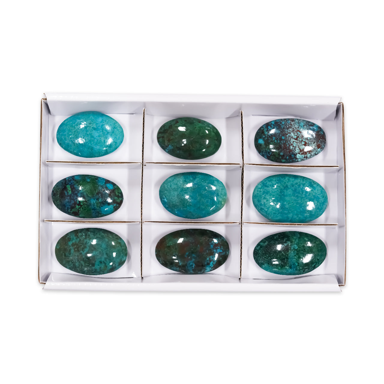 Chrysocolla Polished Palm Stones 300 grams - 9 pieces