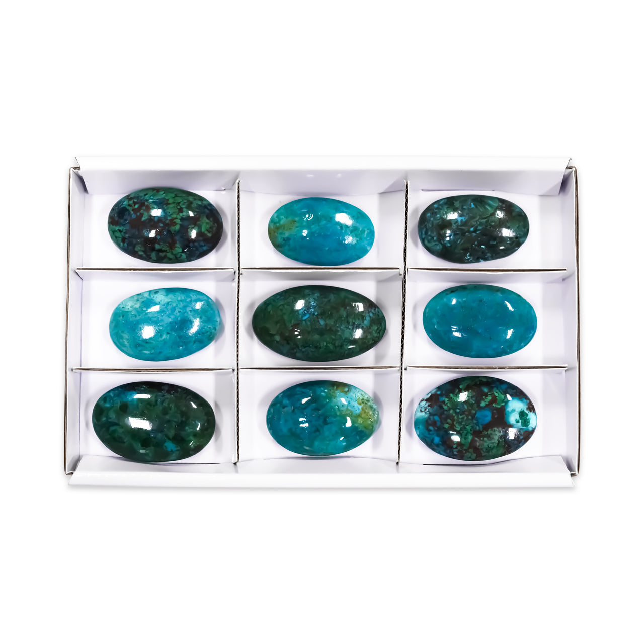 Chrysocolla Polished Palm Stones 300 grams - 9 pieces