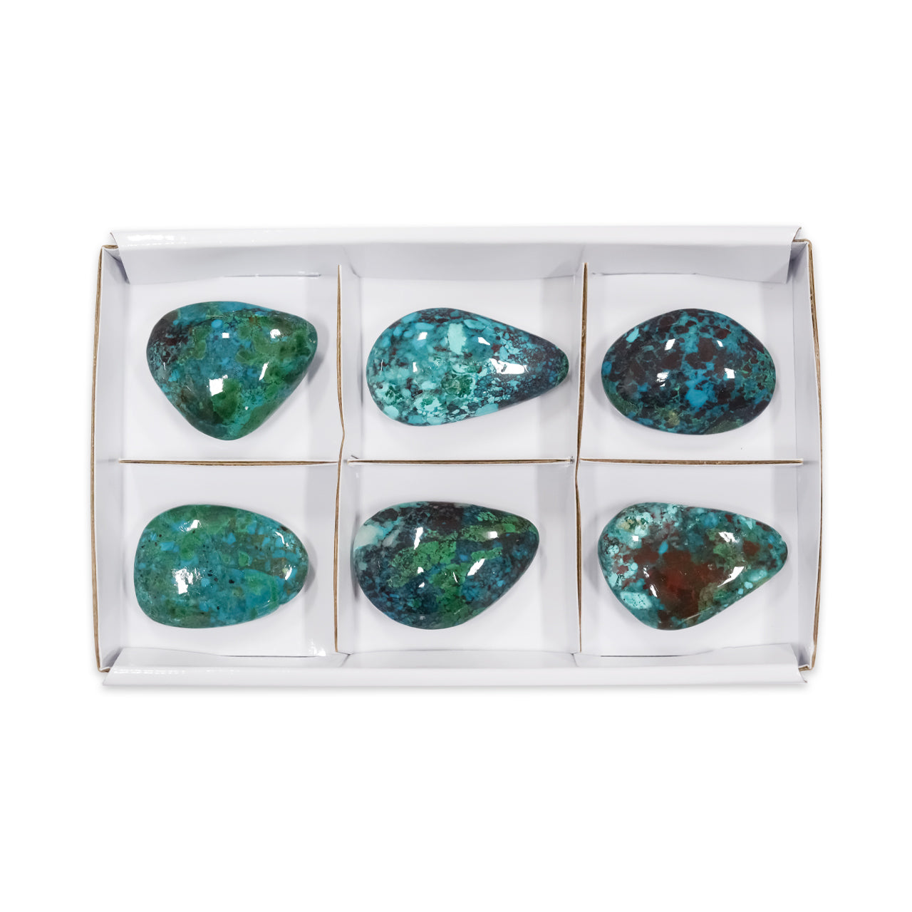 Chrysocolla Polished Freeform Palm Stones 300 grams - 6pcs