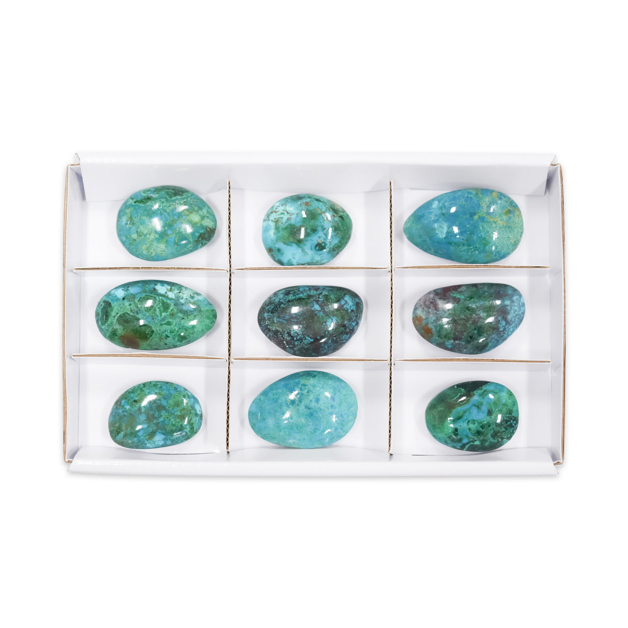 Chrysocolla Polished Freeform Palm Stones 300 grams - 9 pcs