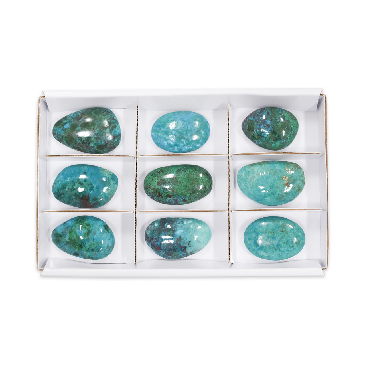 Chrysocolla Polished Freeform Palm Stones 300 grams - 9 pcs