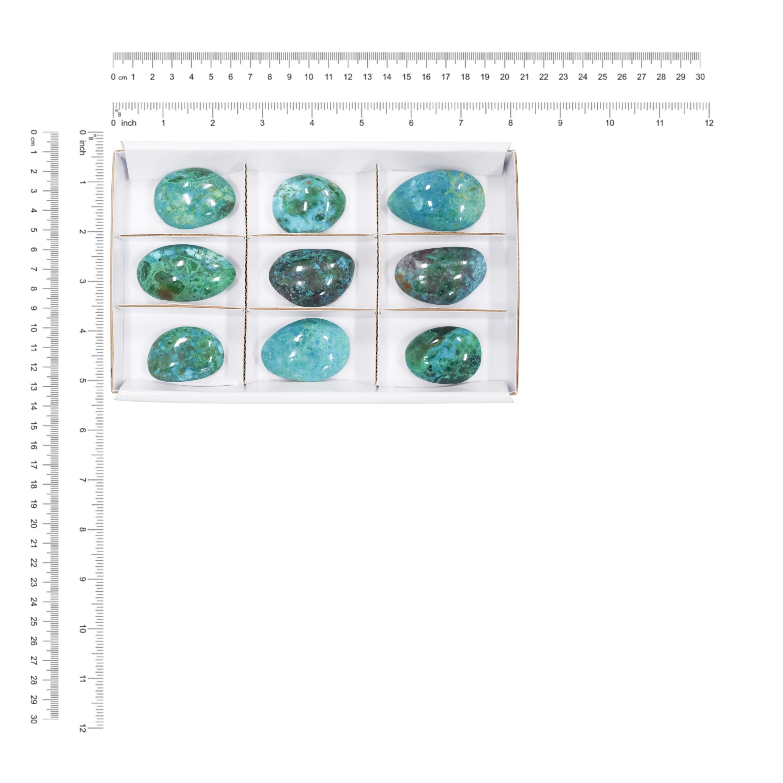 Chrysocolla Polished Freeform Palm Stones 300 grams - 9 pcs