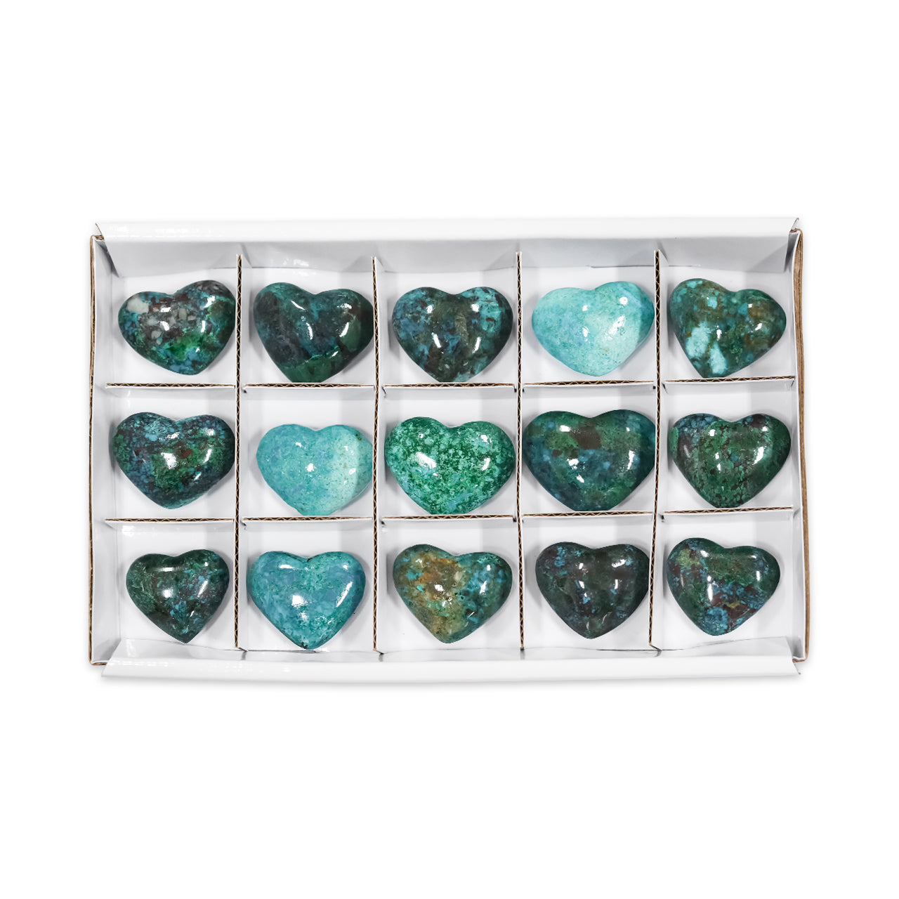 Chrysocolla Hearts 300 grams - 15 pieces