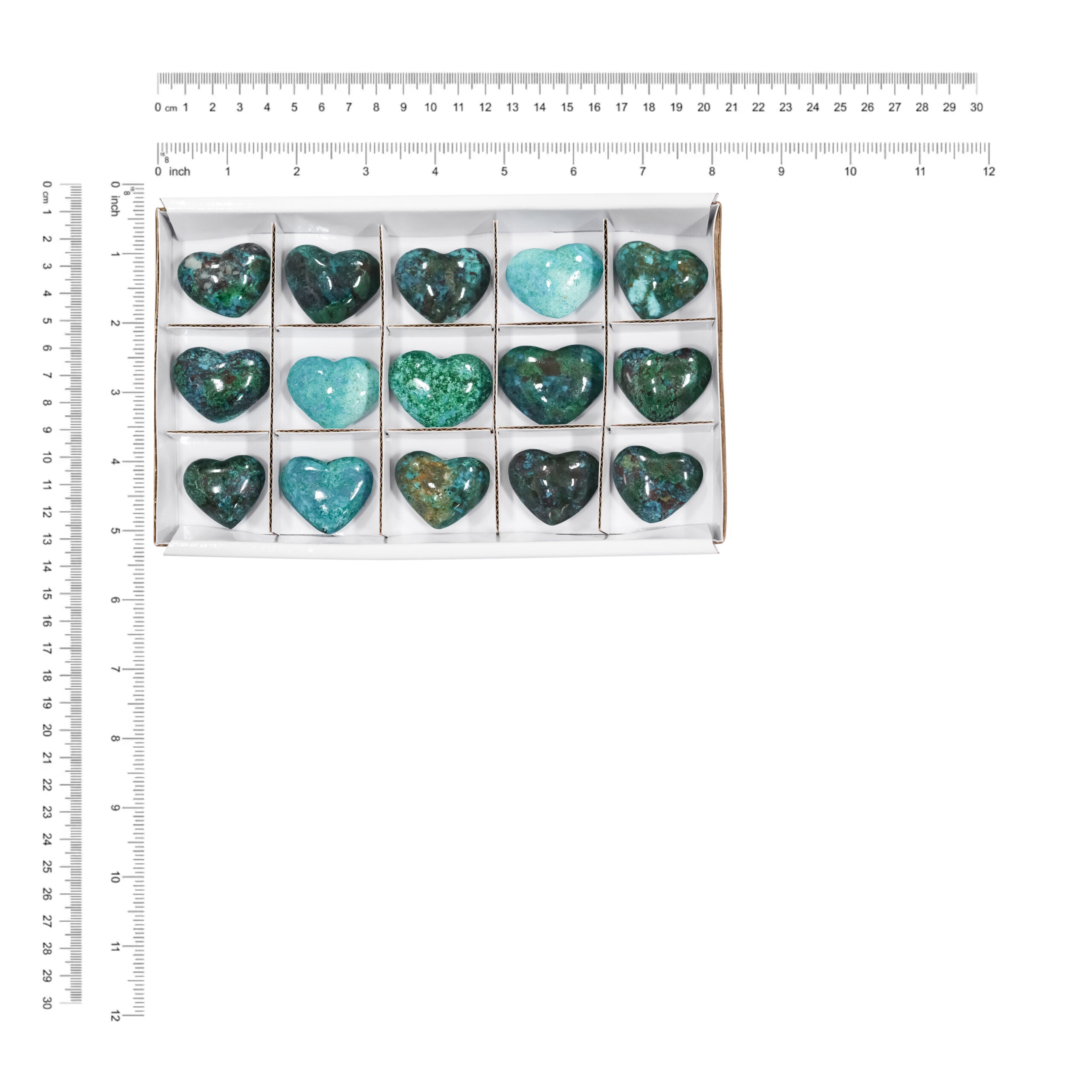 Chrysocolla Hearts 300 grams - 15 pieces