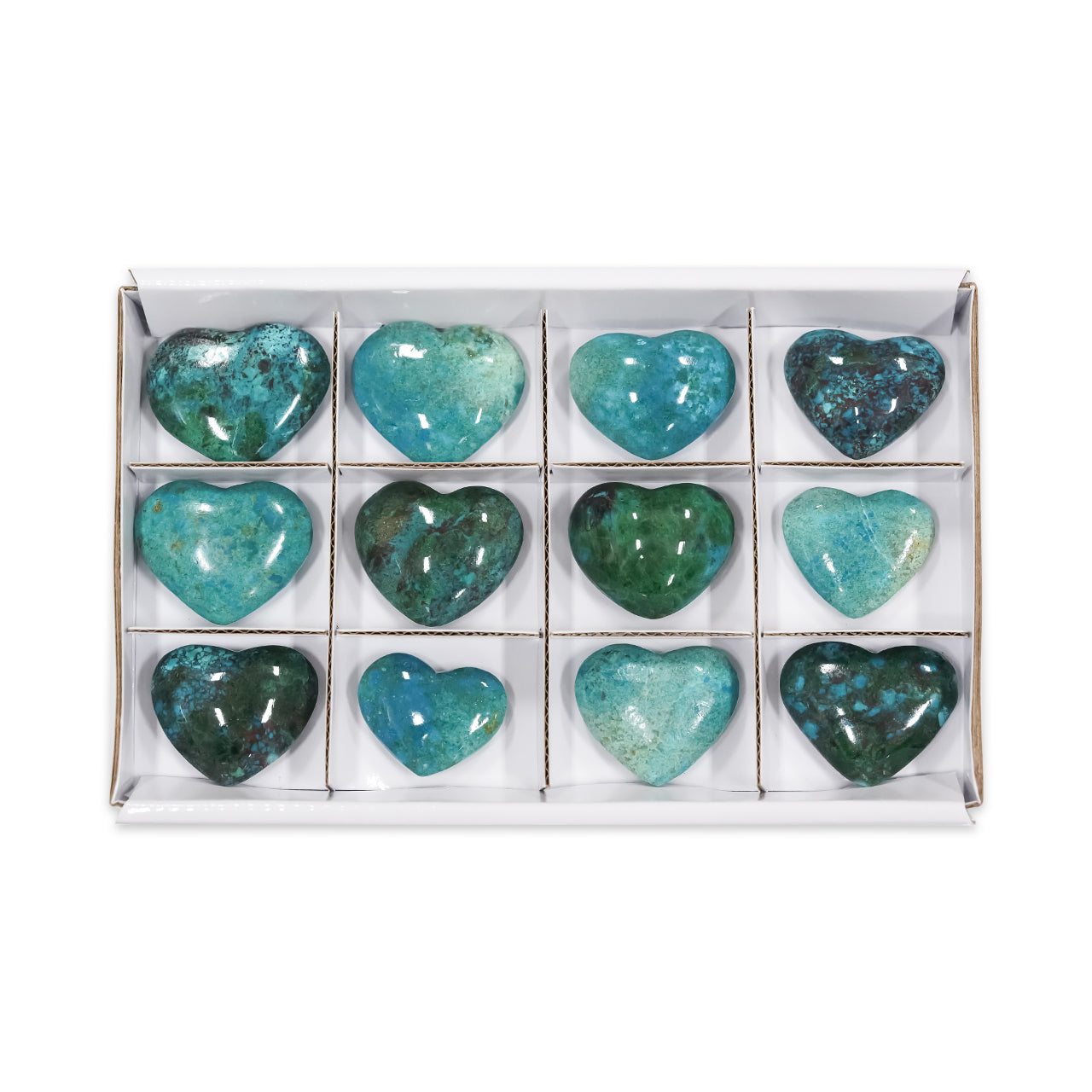 Chrysocolla Hearts 300 grams - 12 pieces