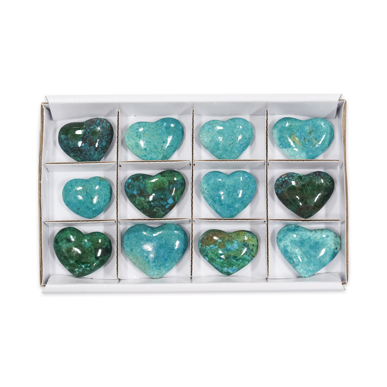 Chrysocolla Hearts 300 grams - 12 pieces