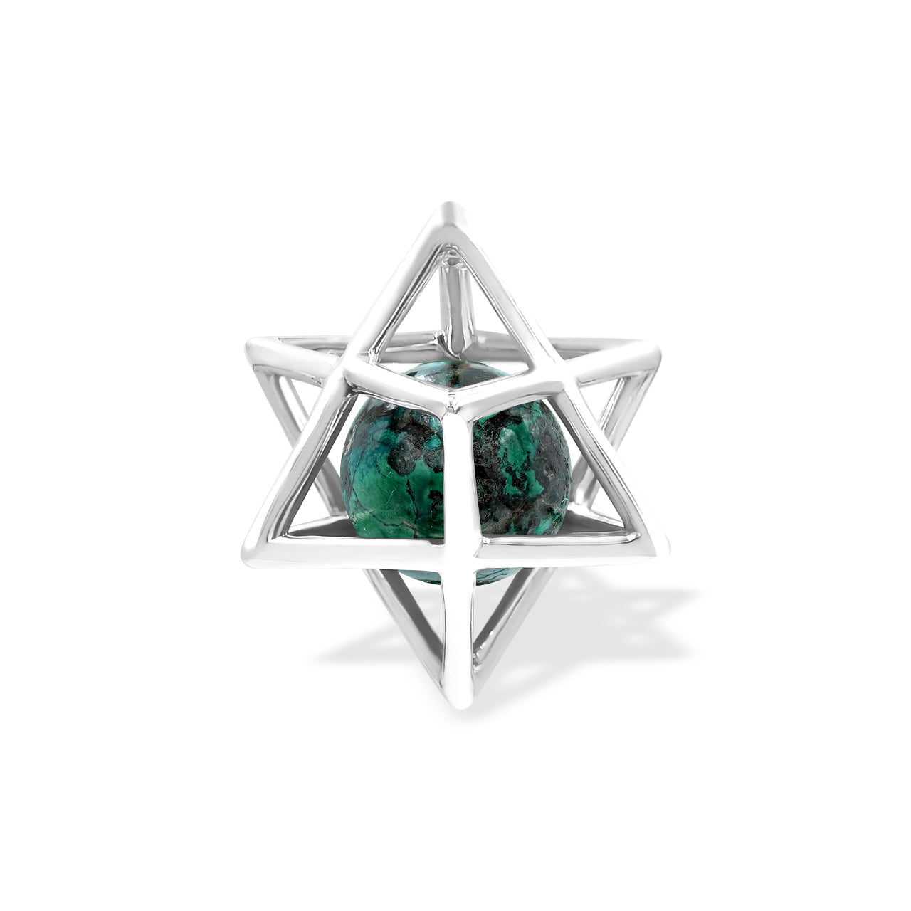 Starborn Merkabah Medium Cage Gemstone Sphere Pendant in Sterling Silver