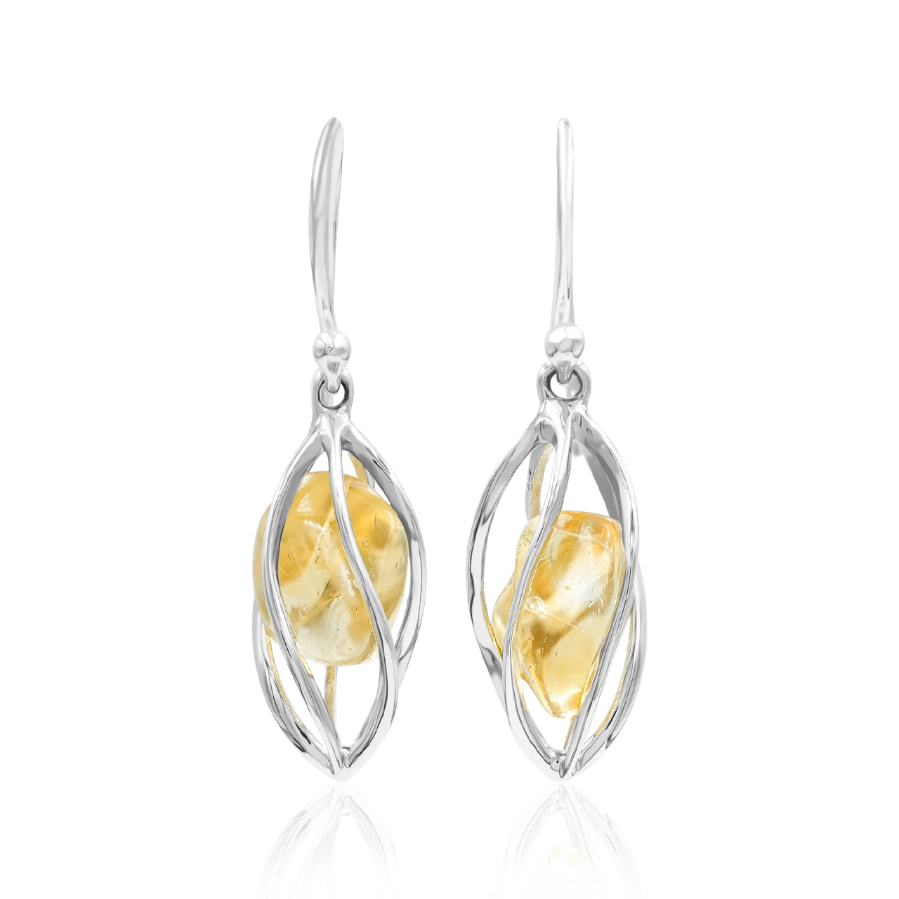 Citrine Spiral Caged Dangle Earring