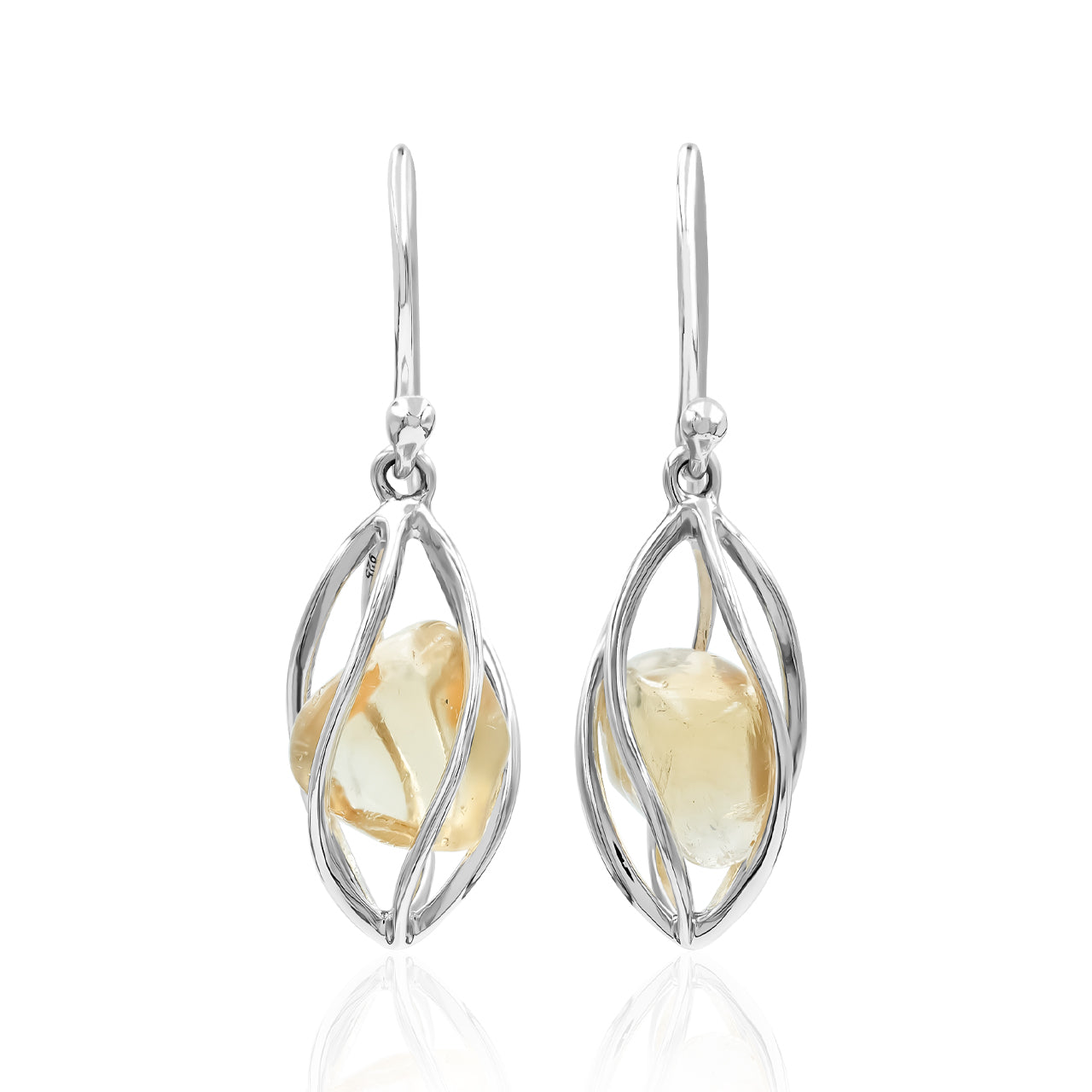 Citrine Spiral Caged Dangle Earring