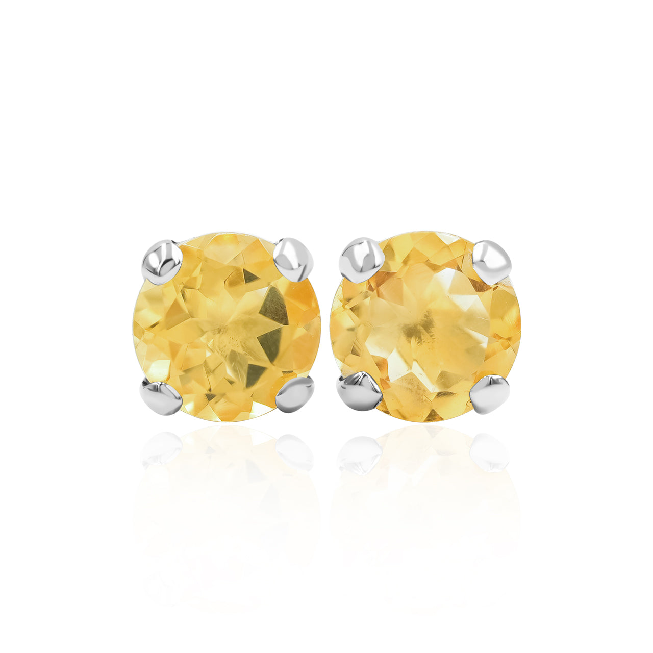 Faceted Citrine Round 9mm Post Earrings